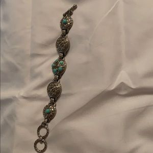 teal and silver bracelet